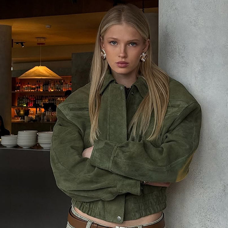 American motorcycle cool short jacket for women, loose and high-end short coat top for spring Hypersku