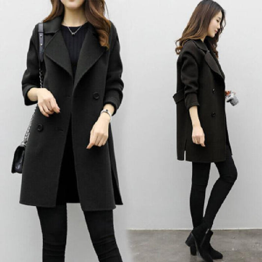 Autumn and winter coats, woolen jackets for women, mid-length, cocoon-shaped double-ed woolen fabric, loose and slimming Hypersku