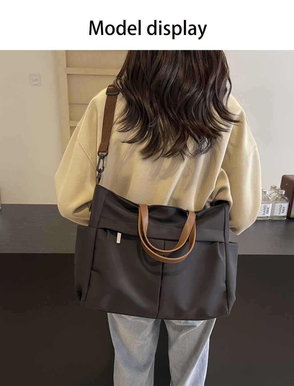 Stylish Nylon Women Tote Bag Shoulder Bag Featuring Two Pockets Large Capacity Commuting Handbag