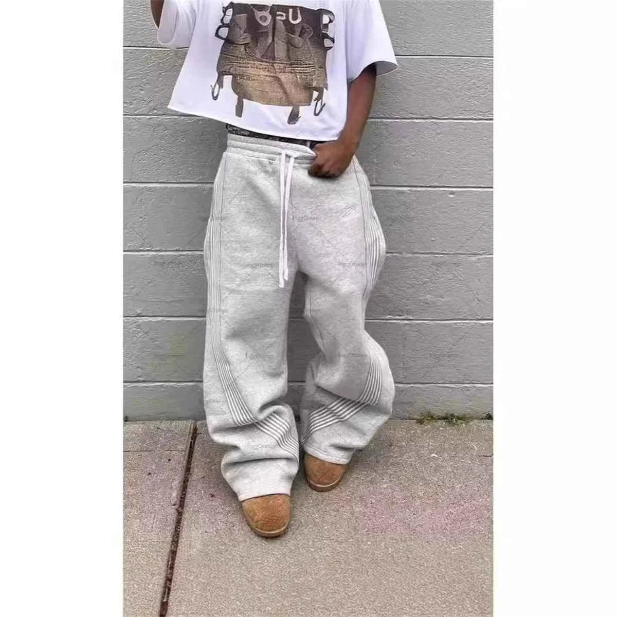 Casual Loose Straight Leg Pants Striped 2025 Summer Fashion Trend Brand Street Hip-hop Jogging Men's Women's Harajuku Sweatpants