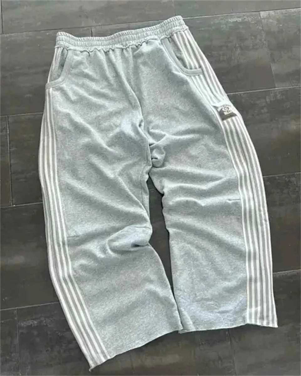 Casual Loose Straight Leg Pants Striped 2025 Summer Fashion Trend Brand Street Hip-hop Jogging Men's Women's Harajuku Sweatpants