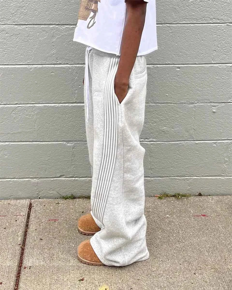 Casual Loose Straight Leg Pants Striped 2025 Summer Fashion Trend Brand Street Hip-hop Jogging Men's Women's Harajuku Sweatpants