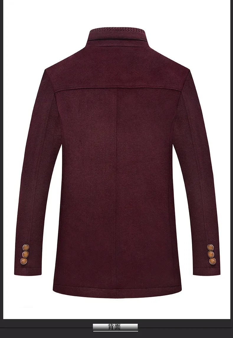 Autumn Winter Men's Wool Trench Coat Fashion Double Collar Blends Thicken Business Overcoat - GONZALES ONLINE SHOP