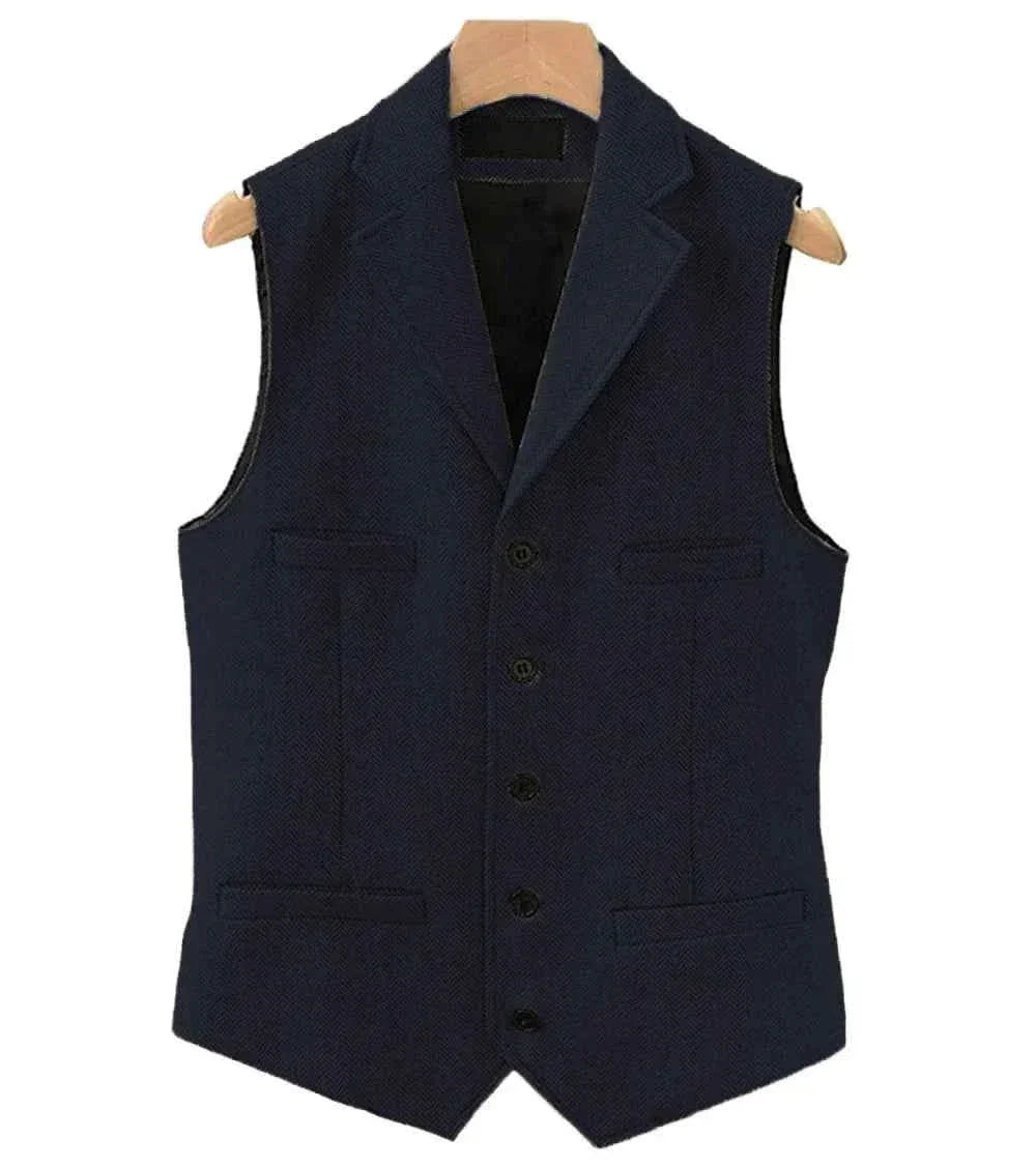Men's Wool Tweed Vest Classic Brown Suit Waistcoat for Timeless Style - GONZALES ONLINE SHOP