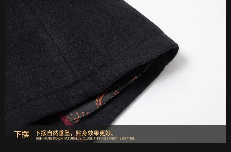 Autumn Winter Men's Wool Trench Coat Fashion Double Collar Blends Thicken Business Overcoat - GONZALES ONLINE SHOP