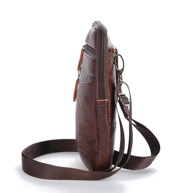 Leather Fashion Phone Pouch Belt Bag Shoulder Crossbody Waist Pack Vintage Outdoor Multi-function Mens Leisure Hanging Waist Bag