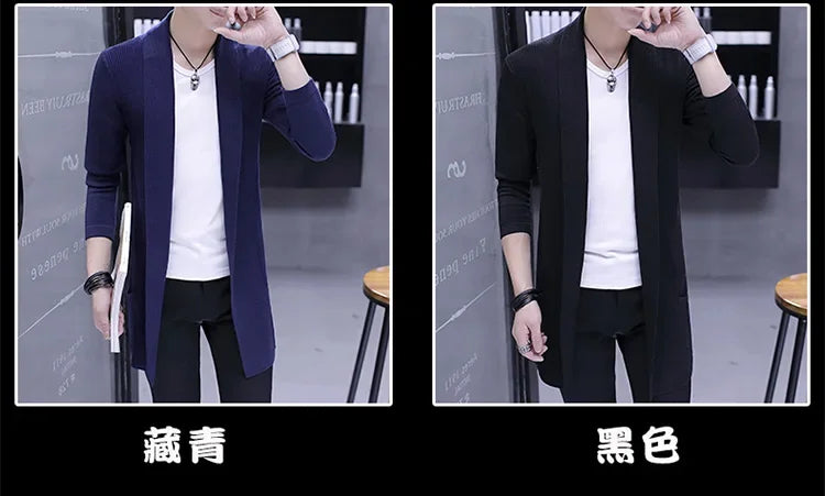 Hot Sale Sweater Men's Long Knit Sweater Jackets Solid Color Sweatercoat GONZALES ONLINE SHOP