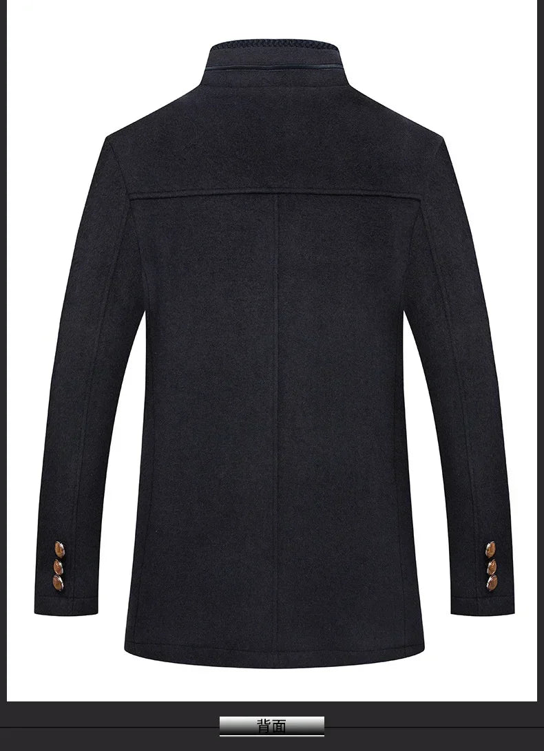 Autumn Winter Men's Wool Trench Coat Fashion Double Collar Blends Thicken Business Overcoat - GONZALES ONLINE SHOP