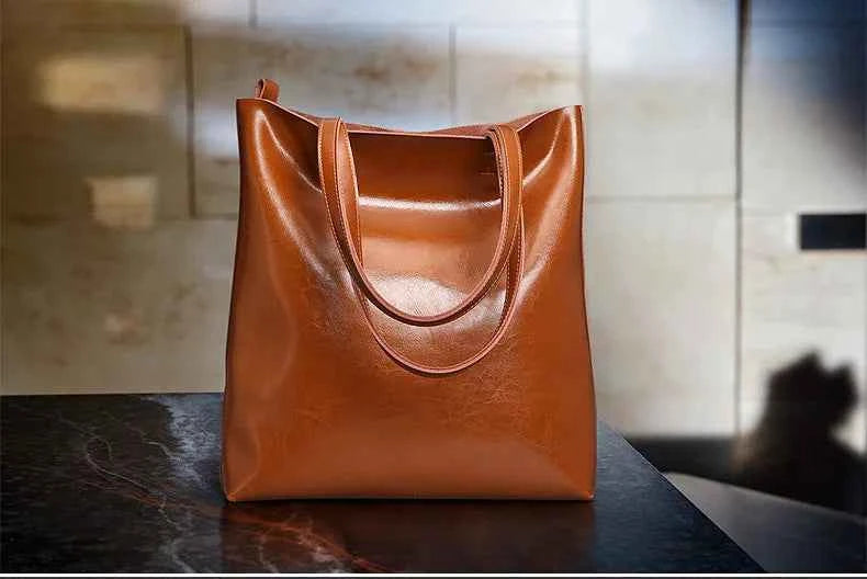 Cow Leather Bag Ladies Genuine Leather Handbags Big Women Bag Large Vintage Female 2023 Office Hand Shoulder Bags For Women Tote