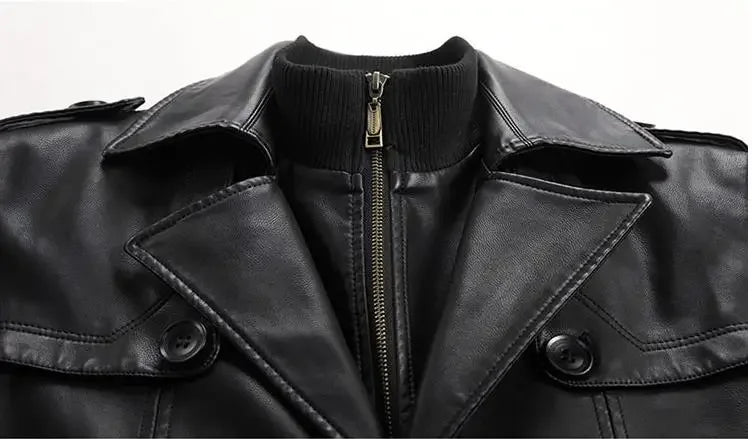 Batmo 2024 New Arrival Autumn & Winter Men's Leather Trench Coat - Thicked Real Leather Long Overcoat for Plus Size S-5XL - GONZALES ONLINE SHOP