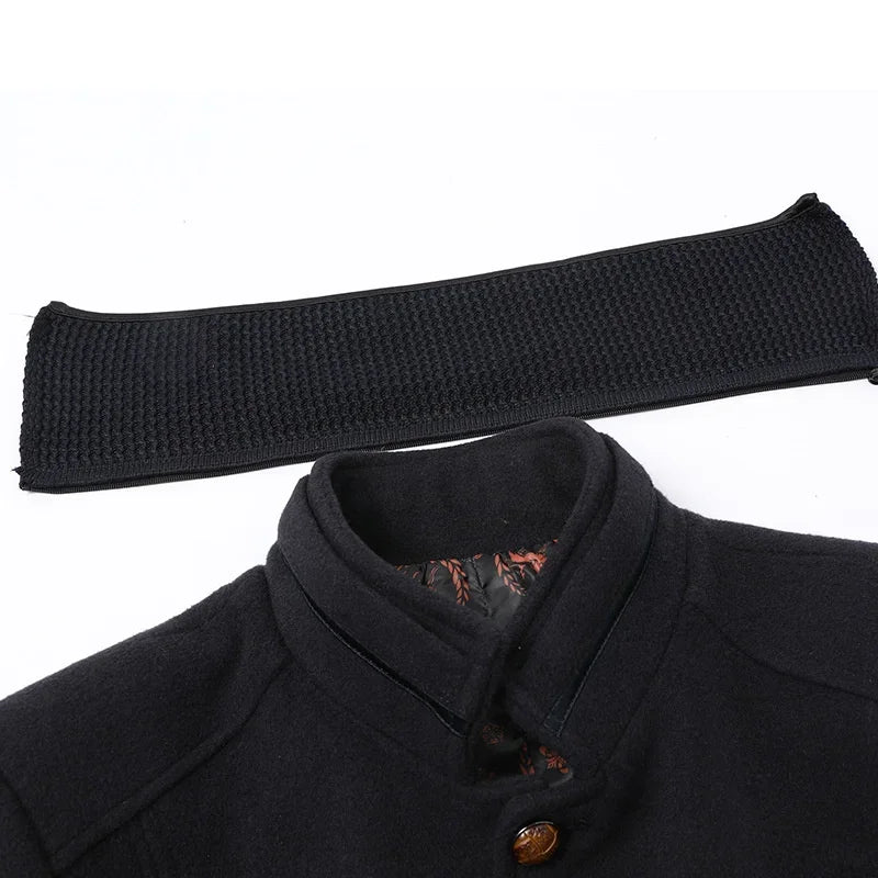 Autumn Winter Men's Wool Trench Coat Fashion Double Collar Blends Thicken Business Overcoat - GONZALES ONLINE SHOP