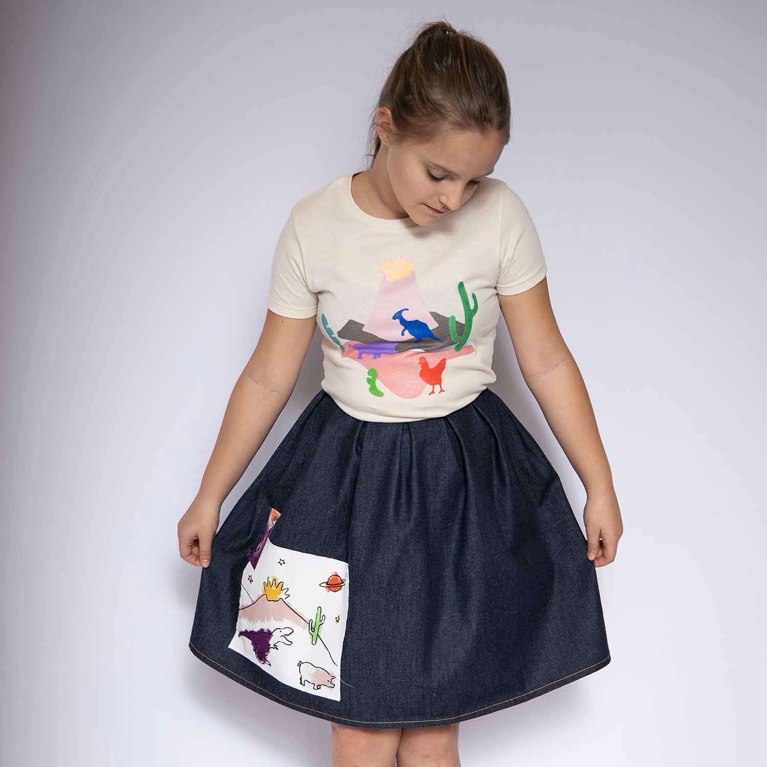 Blue Denim Skirt with Appliqué Infantium Victoria