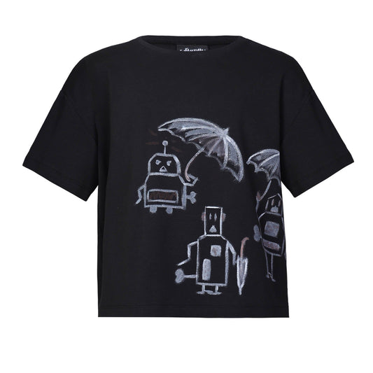 Hand-Painted Oversized Black T Shirt for Kids Infantium Victoria