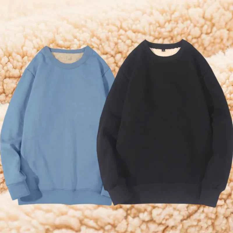 Lamb Velvet Hoodie Men's Thickened Fleece round Neck Casual Versatile Teenage Warm Top Lamb Velvet Jacket Winter Fashion