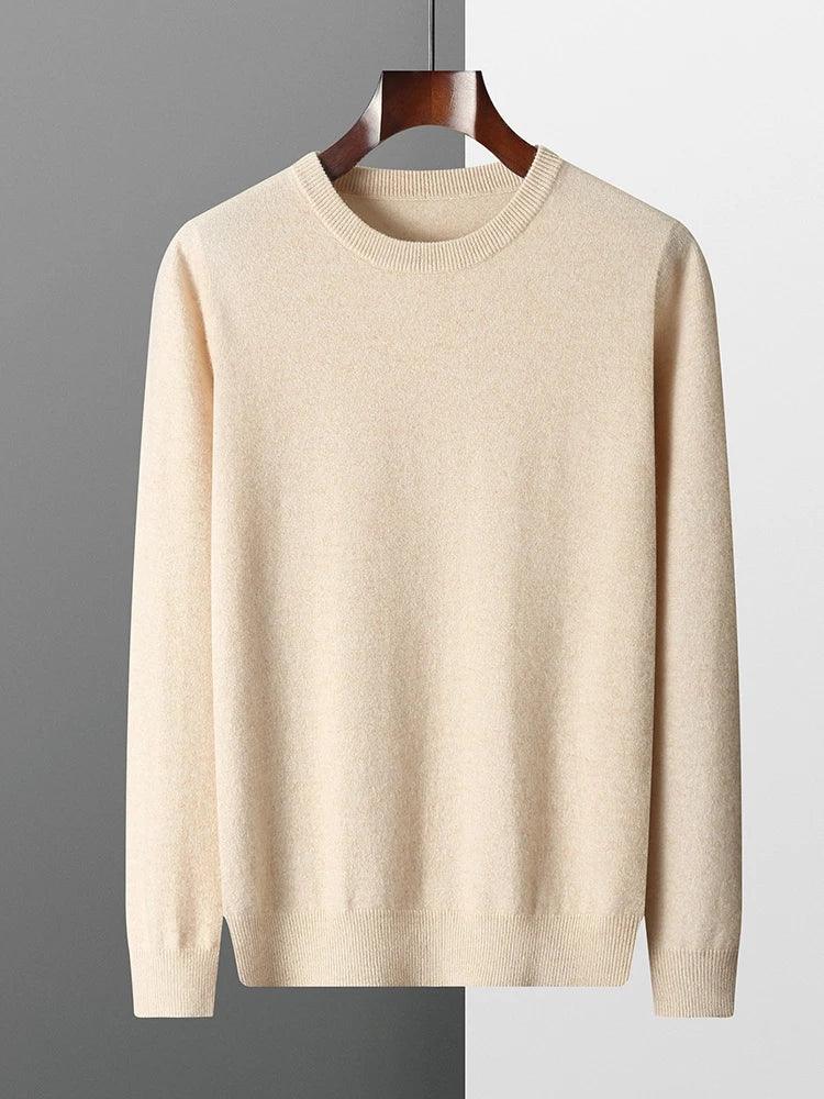 MVLYFLRT 100% Pure Merino Wool Sweater Men's Round Neck Pullover Tops Autumn Winter Thin Solid Color Sweater Versatile Basic GONZALES ONLINE SHOP