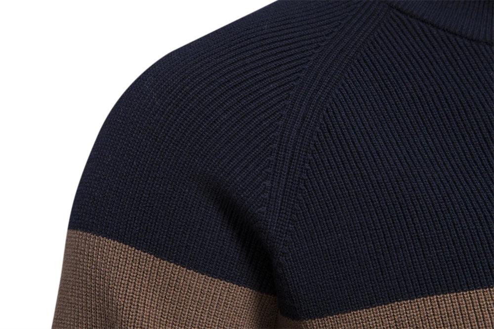 2023 New Autumn Winter Patchwork Sweater for Men - High Quality Zipper Cardigans in Cotton - GONZALES ONLINE SHOP