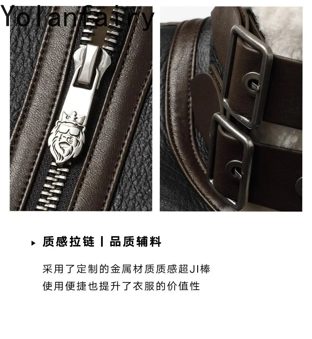 YOLANFAIRY Real Sheepskin Fur Men Jacket Natural Fur Coats Man Luxury Clothing Winter Jacket Black Fur Coat Куртка Мужская 2024 - GONZALES ONLINE SHOP