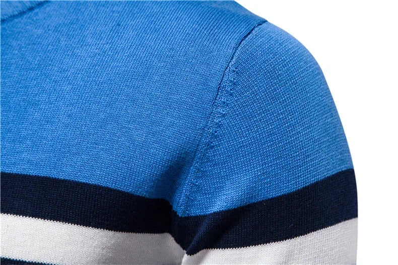 Men's Striped Cotton Sweater Pullover O Neck Knitwear Autumn Jumpers Plus Size 3XL 4XL - GONZALES ONLINE SHOP