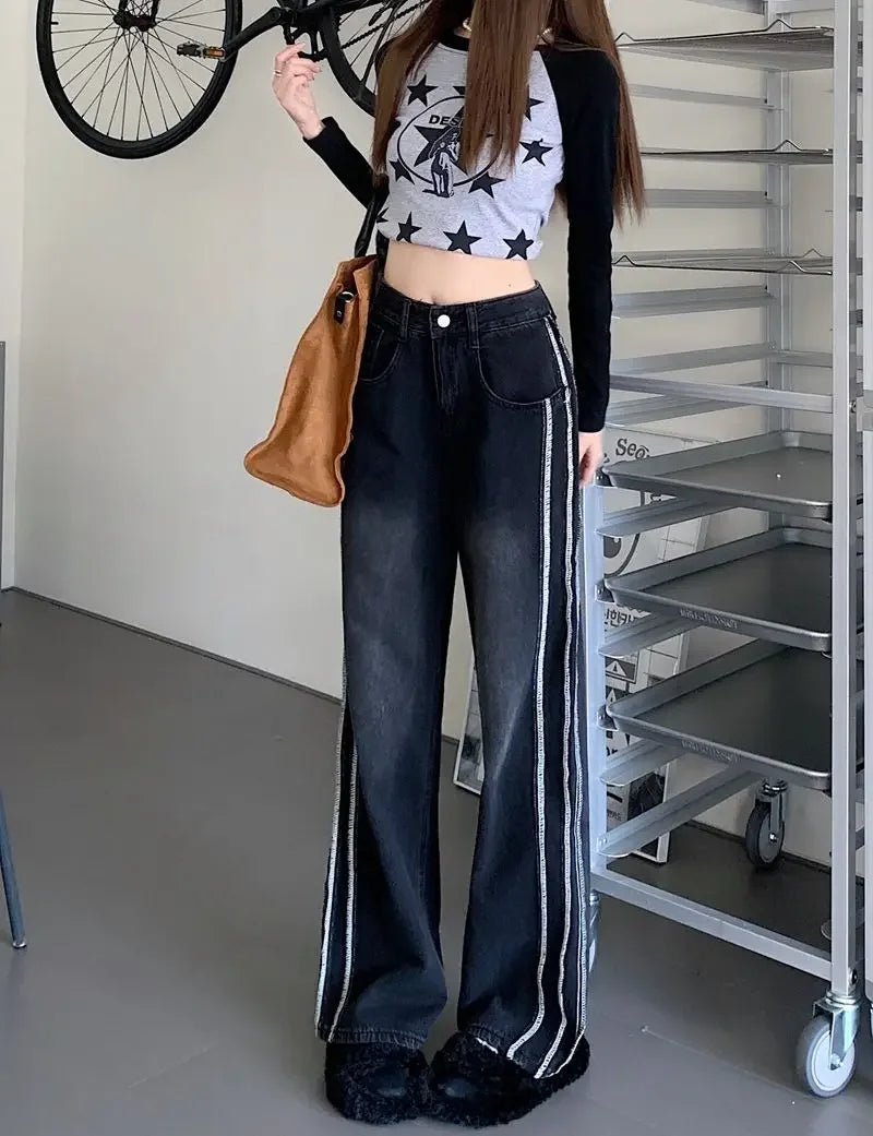 High Waist Shot Trousers Straight Leg Black Pants for Women Cool Fitted Unique 2025 Womens Jeans Korean Style Emo Hippie Cheap R GONZALES ONLINE SHOP