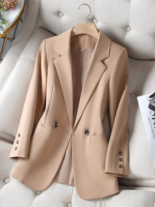 Women Blazer Coat Fashion Long Sleeve Tops Outerwear Chic Elegant Long Sleeve Basic All-match Office Streetwear New 2023 - GONZALES ONLINE SHOP