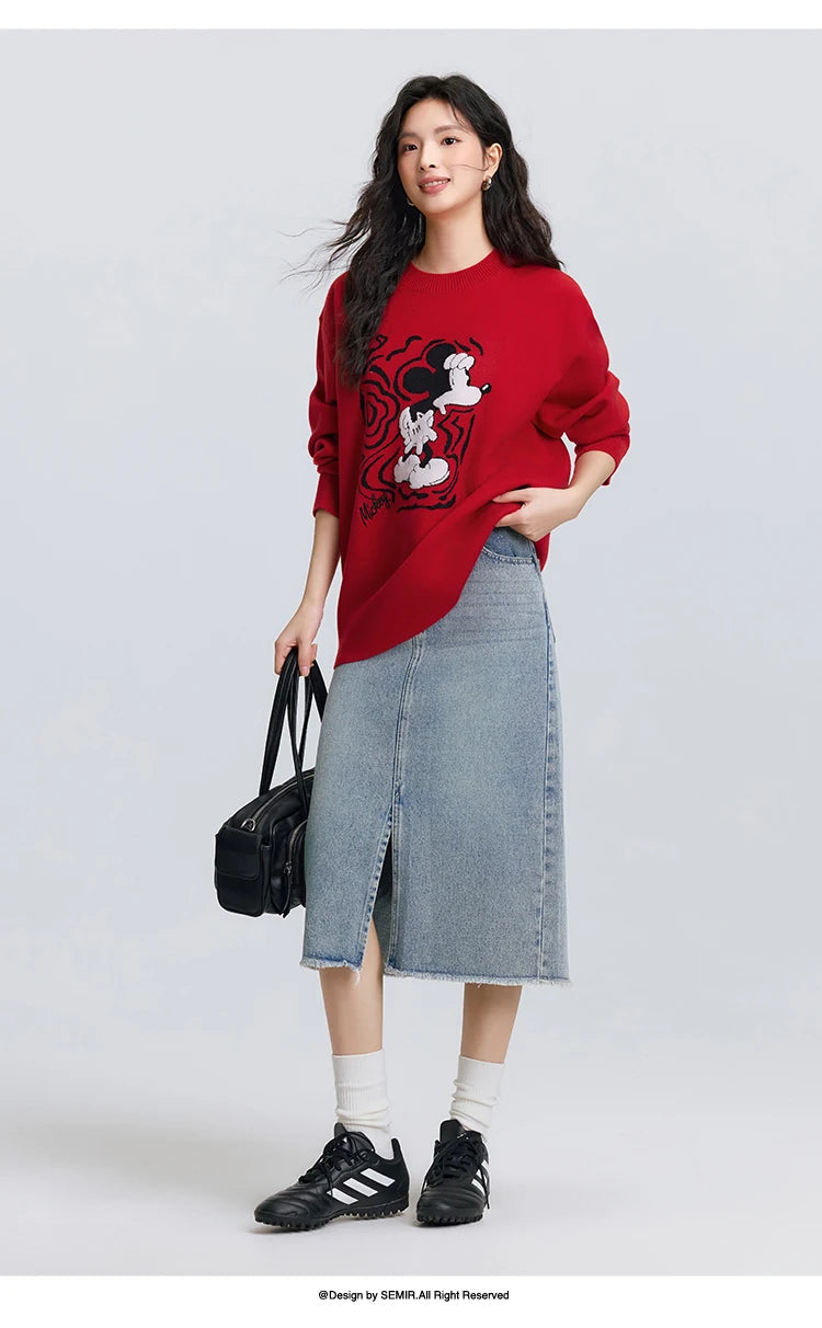 Semir Denim Skirt Women High-waisted Slit 2024 New Spring Straight Skirt GONZALES ONLINE SHOP