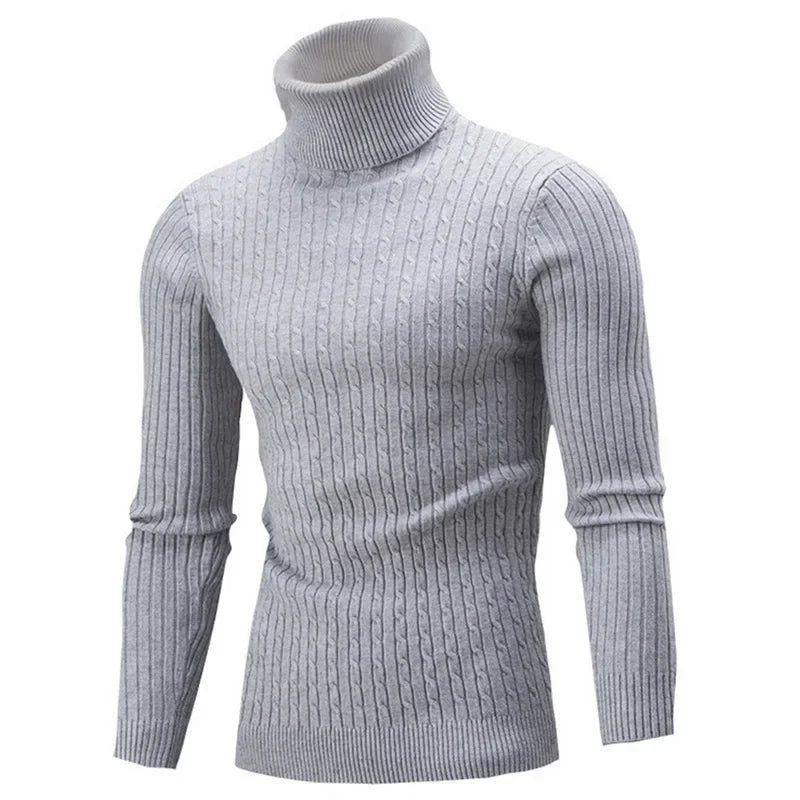 Autumn Winter Men's Turtleneck Sweater - Warm Retro Knitted Pullover Long Sleeve Sweater - GONZALES ONLINE SHOP