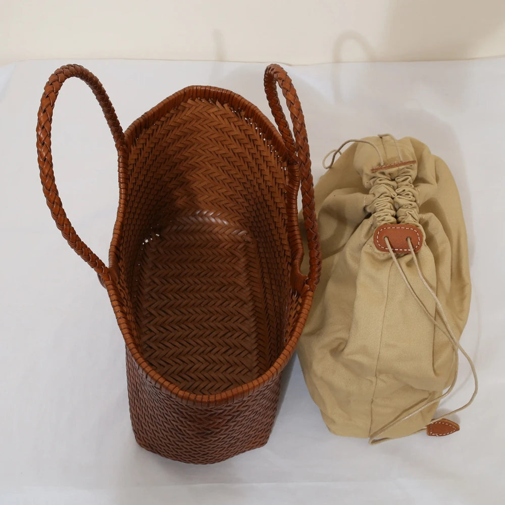 Handbags Women's Genuine Leather Shoulder Bag Weaving Casual Shopping Bag Vintage Big Tote Purse Cowhide Cross Hand Bags Lady GONZALES ONLINE SHOP