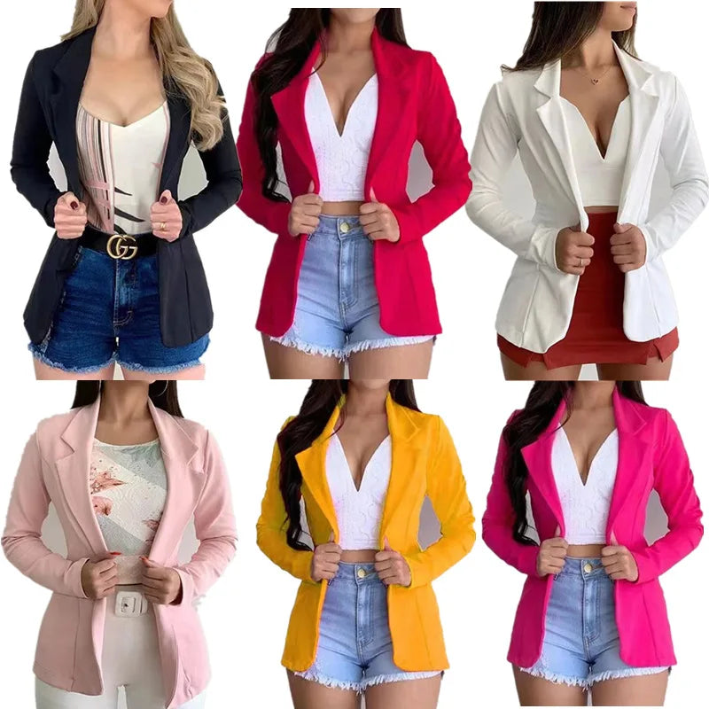Women's Blazer 2024 Formal Blazer Women's Office Work Set Pocket Jacket Coat Loose women's wear GONZALES ONLINE SHOP