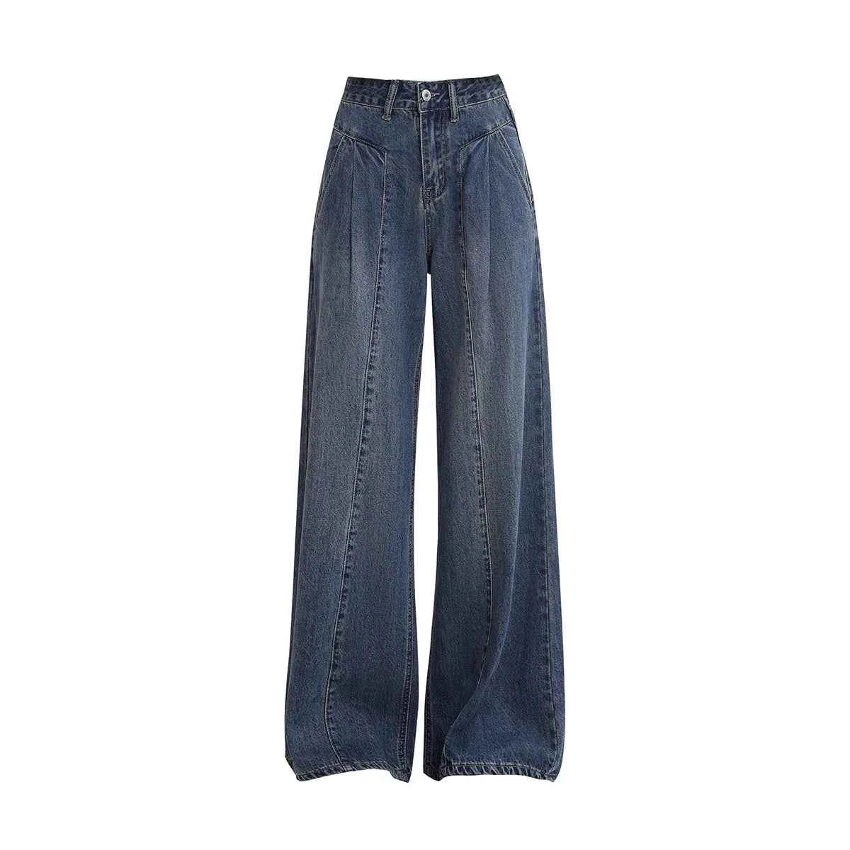 Retro Wide-leg Jeans in Spring Summer and Autumn New High-waist Loose Slim Casual and Versatile Floor Straight Trousers