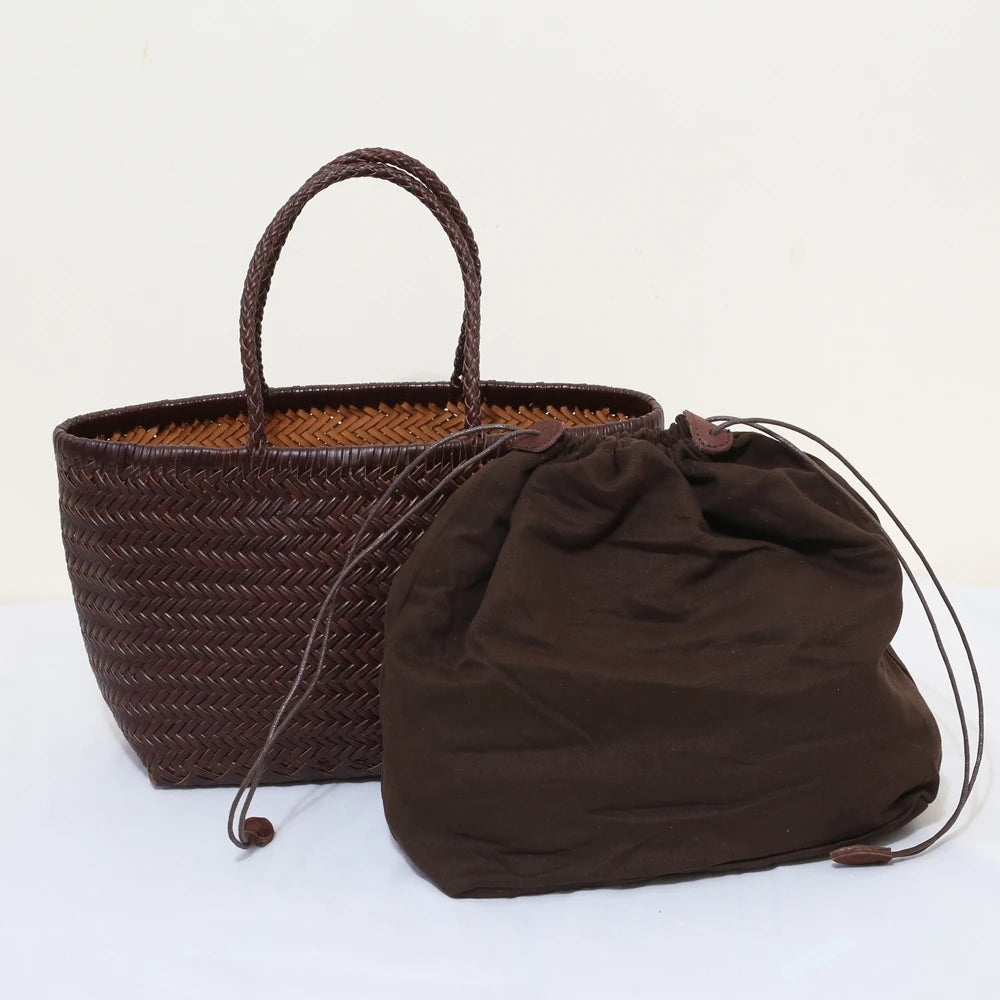Handbags Women's Genuine Leather Shoulder Bag Weaving Casual Shopping Bag Vintage Big Tote Purse Cowhide Cross Hand Bags Lady GONZALES ONLINE SHOP