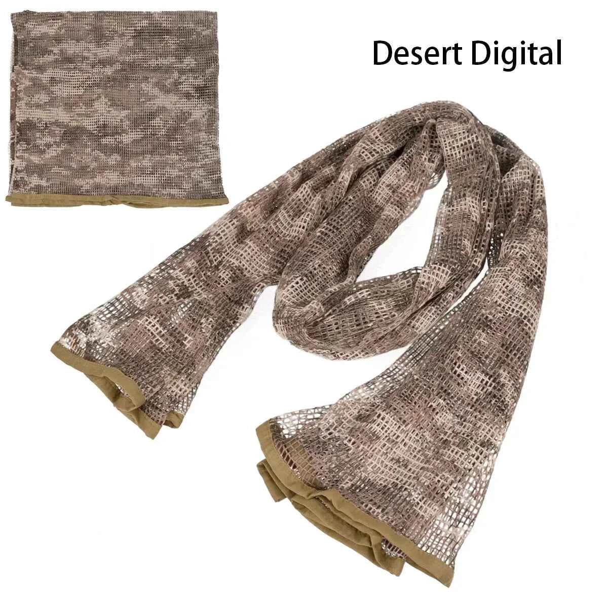 Camouflage Netting Scarf Sniper Veil Camo Mesh Face Scarf Veil Shemagh Head Wrap for Outdoor Camping Hiking Hunting Scarves