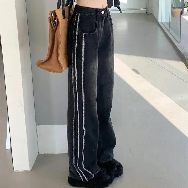 High Waist Shot Trousers Straight Leg Black Pants for Women Cool Fitted Unique 2025 Womens Jeans Korean Style Emo Hippie Cheap R GONZALES ONLINE SHOP