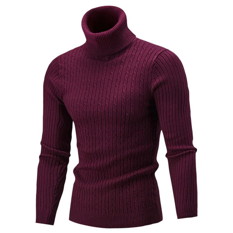 Autumn Winter Men's Turtleneck Sweater - Warm Retro Knitted Pullover Long Sleeve Sweater - GONZALES ONLINE SHOP