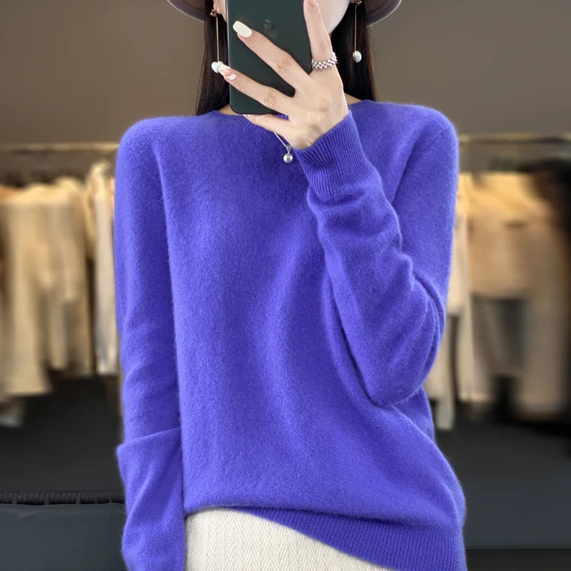 New cashmere sweater women's sweater in autumn and winter 100% merino wool fashion O-neck autumn warm pullover top GONZALES ONLINE SHOP