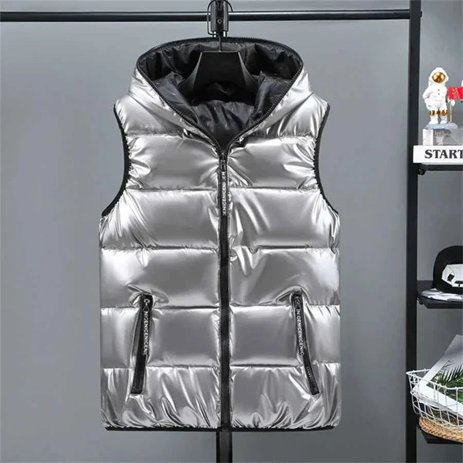 Men's Waterproof Winter Vest - Glossy Hooded Design, Warm and Waterproof - GONZALES ONLINE SHOP