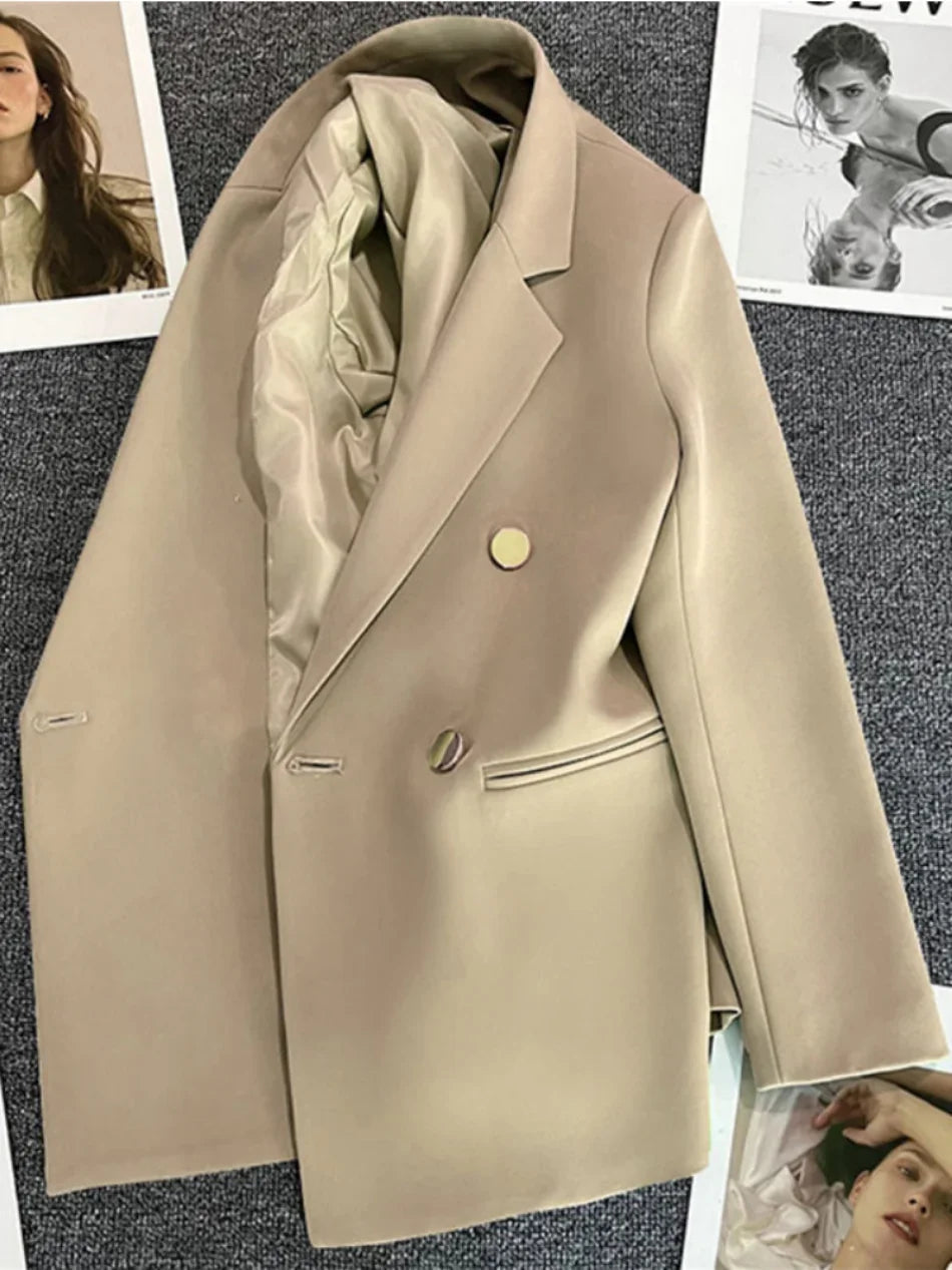 Women Suit Blazer Elegant Coat 2025 Spring Autumn Fashion Korean Blazer Luxury Double Breasted Jacket Solid Ladies Tops Clothes GONZALES ONLINE SHOP