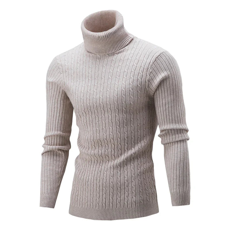 Autumn Winter Men's Turtleneck Sweater - Warm Retro Knitted Pullover Long Sleeve Sweater - GONZALES ONLINE SHOP