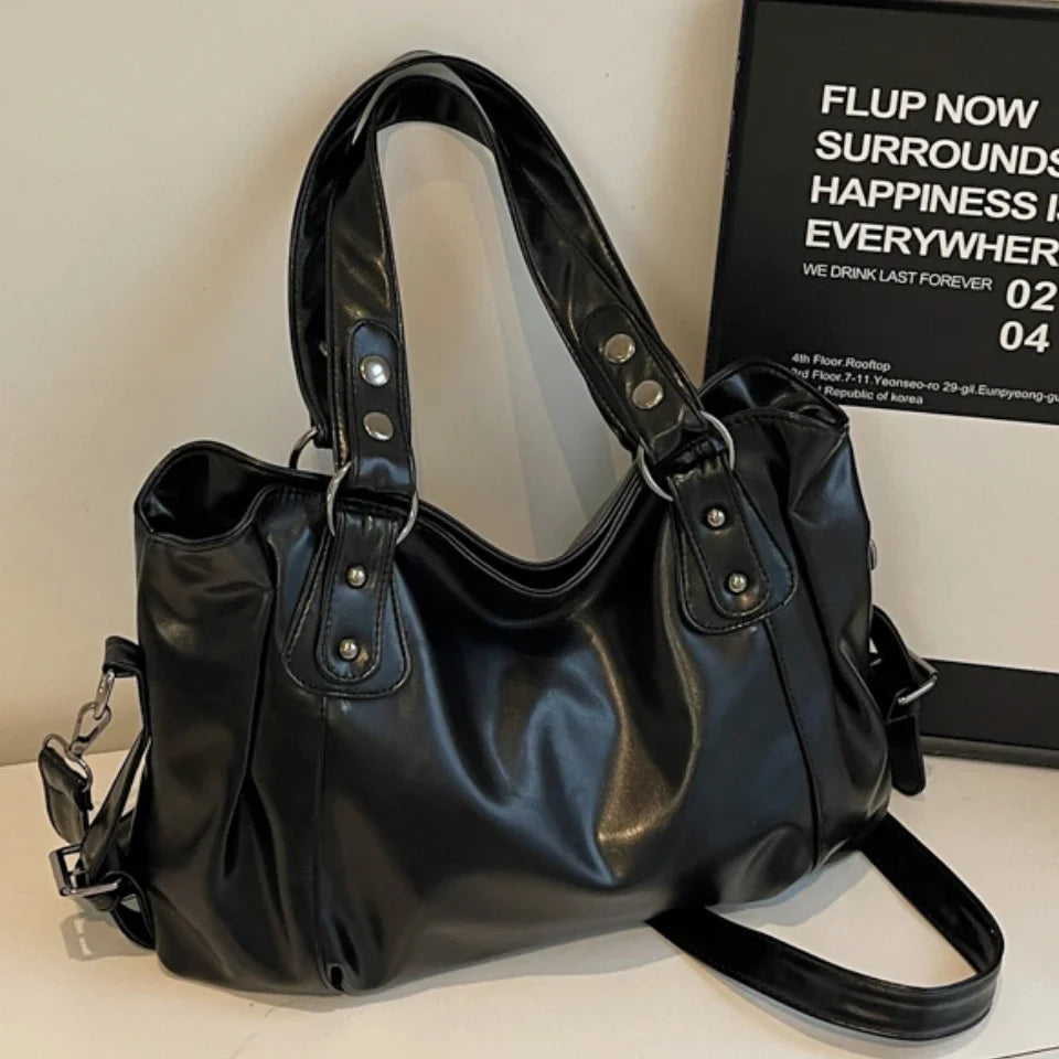 Retro Brand Roomy Shoulder Bag Female Luxury Solid Color Classic Crossbody Bag Large Capacity Style Soft PU Leather Tote Bag GONZALES ONLINE SHOP