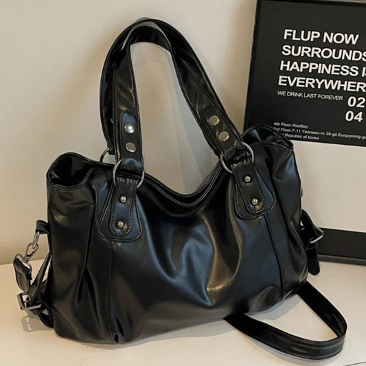 Retro Brand Roomy Shoulder Bag Female Luxury Solid Color Classic Crossbody Bag Large Capacity Style Soft PU Leather Tote Bag GONZALES ONLINE SHOP