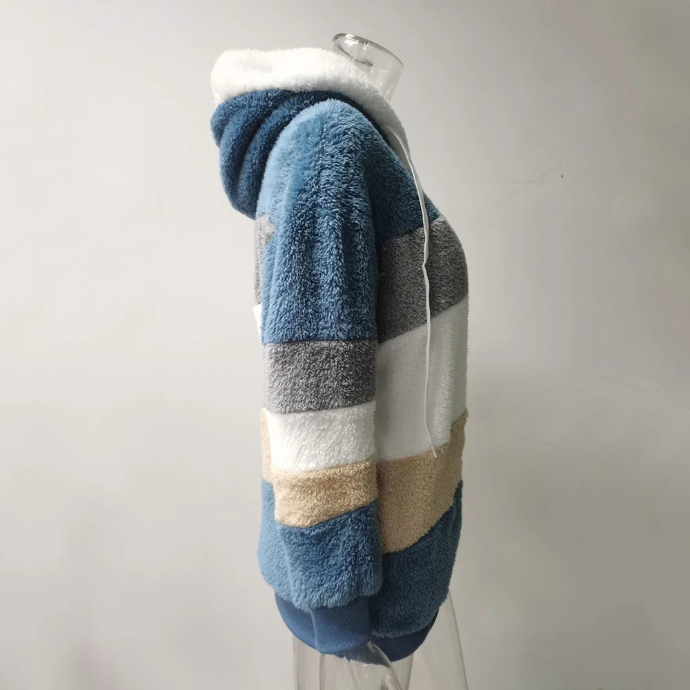Oversized Jacket for Women Coat 2025 Autumn Winter Warm Plush Pocket Hooded Streetwear Loose Lady Zipper Cashmere Outerwear Coat GONZALES ONLINE SHOP