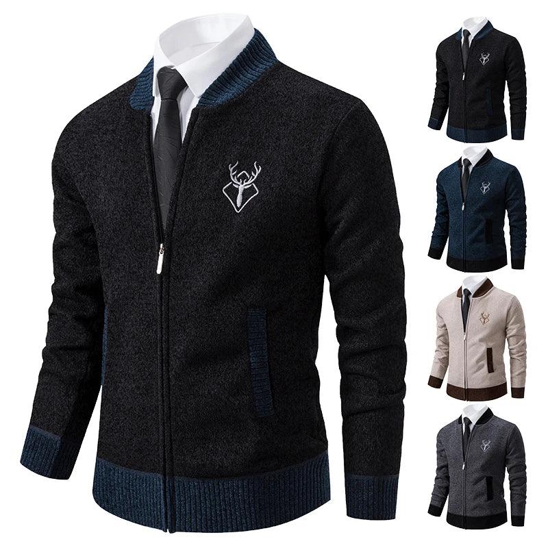 Sweater Cardigan Knitted Men's Clothing Korean Style Long Sleeve Fleece Warm Overcoat Baseball Jumper New Wool Sweatercoat GONZALES ONLINE SHOP