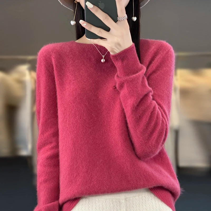 New cashmere sweater women's sweater in autumn and winter 100% merino wool fashion O-neck autumn warm pullover top GONZALES ONLINE SHOP