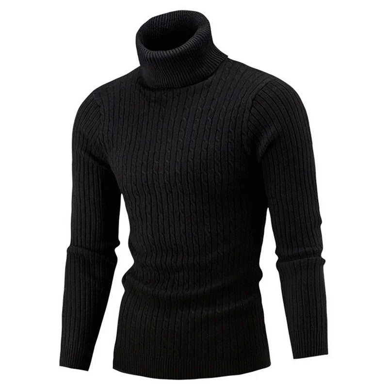 Autumn Winter Men's Turtleneck Sweater - Warm Retro Knitted Pullover Long Sleeve Sweater - GONZALES ONLINE SHOP