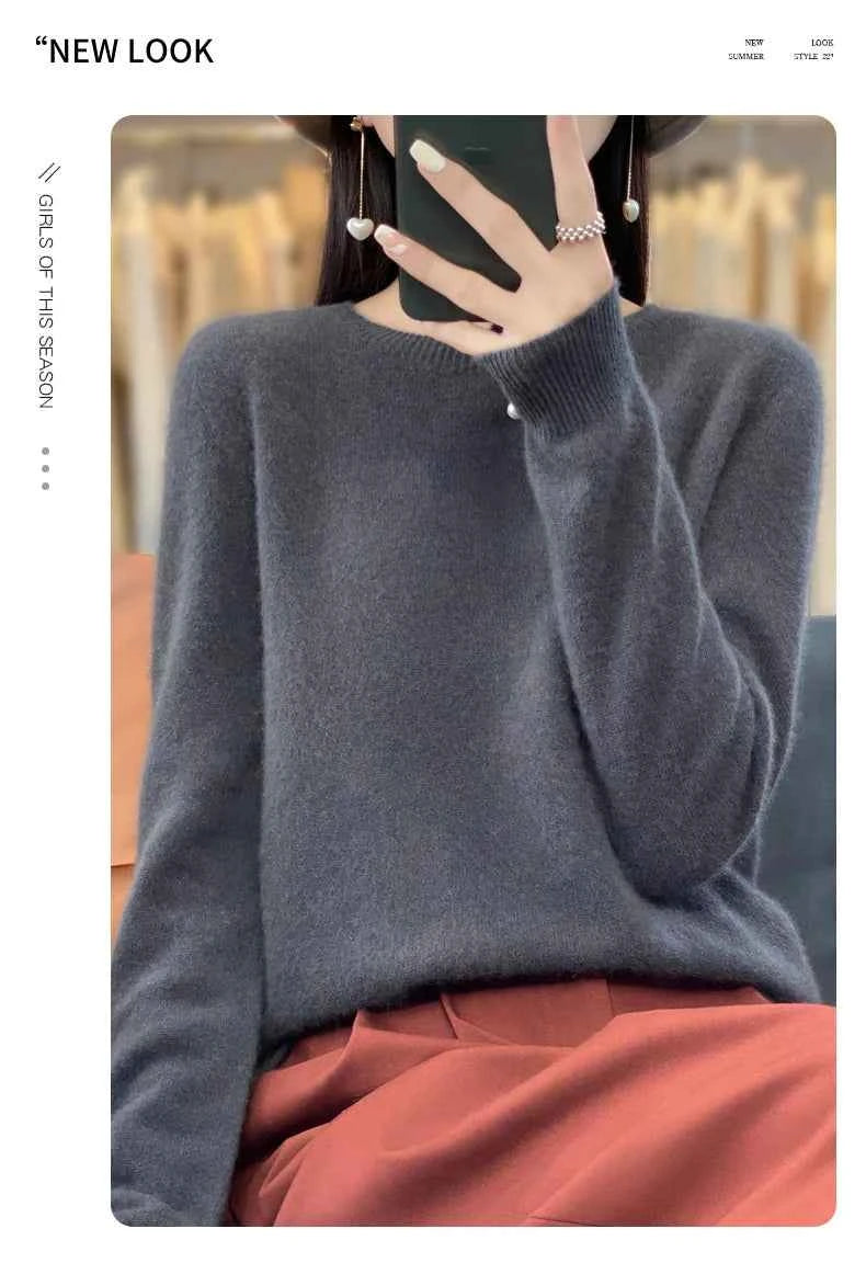 New cashmere sweater women's sweater in autumn and winter 100% merino wool fashion O-neck autumn warm pullover top