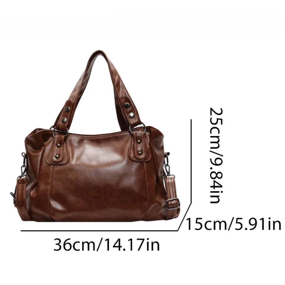 Retro Brand Roomy Shoulder Bag Female Luxury Solid Color Classic Crossbody Bag Large Capacity Style Soft PU Leather Tote Bag GONZALES ONLINE SHOP