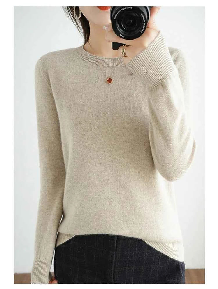 Autumn And Winter Cashmere Sweater Women's Crew Neck Pullover Casual Knitted Top Women's Short Undercoat Fashion 18 Colors