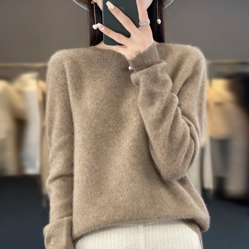 New cashmere sweater women's sweater in autumn and winter 100% merino wool fashion O-neck autumn warm pullover top GONZALES ONLINE SHOP