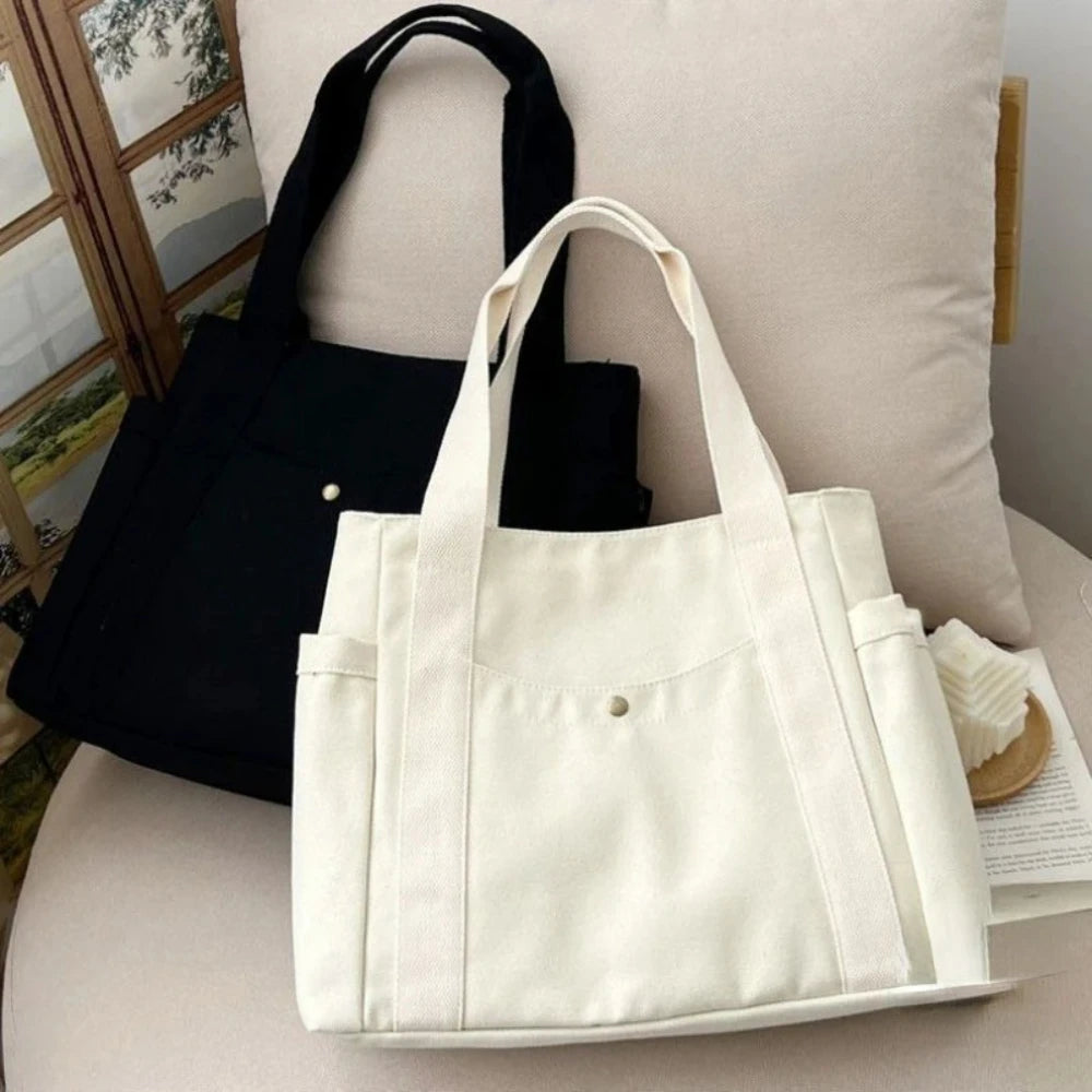 Large Capacity Canvas Tote Bags for Work Commuting Carrying Bag College Style Student Outfit Book Shoulder Bag Shopping Bag GONZALES ONLINE SHOP