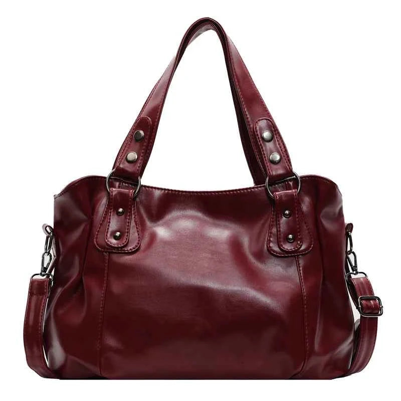 Retro Brand Roomy Shoulder Bag Female Luxury Solid Color Classic Crossbody Bag Large Capacity Style Soft PU Leather Tote Bag
