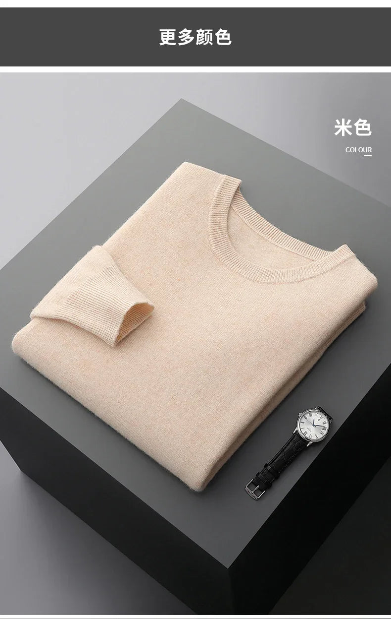 MVLYFLRT 100% Pure Merino Wool Sweater Men's Round Neck Pullover Tops Autumn Winter Thin Solid Color Sweater Versatile Basic GONZALES ONLINE SHOP
